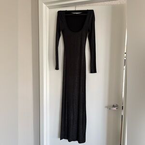 SKIMS Black Long-Sleeve Maxi Dress